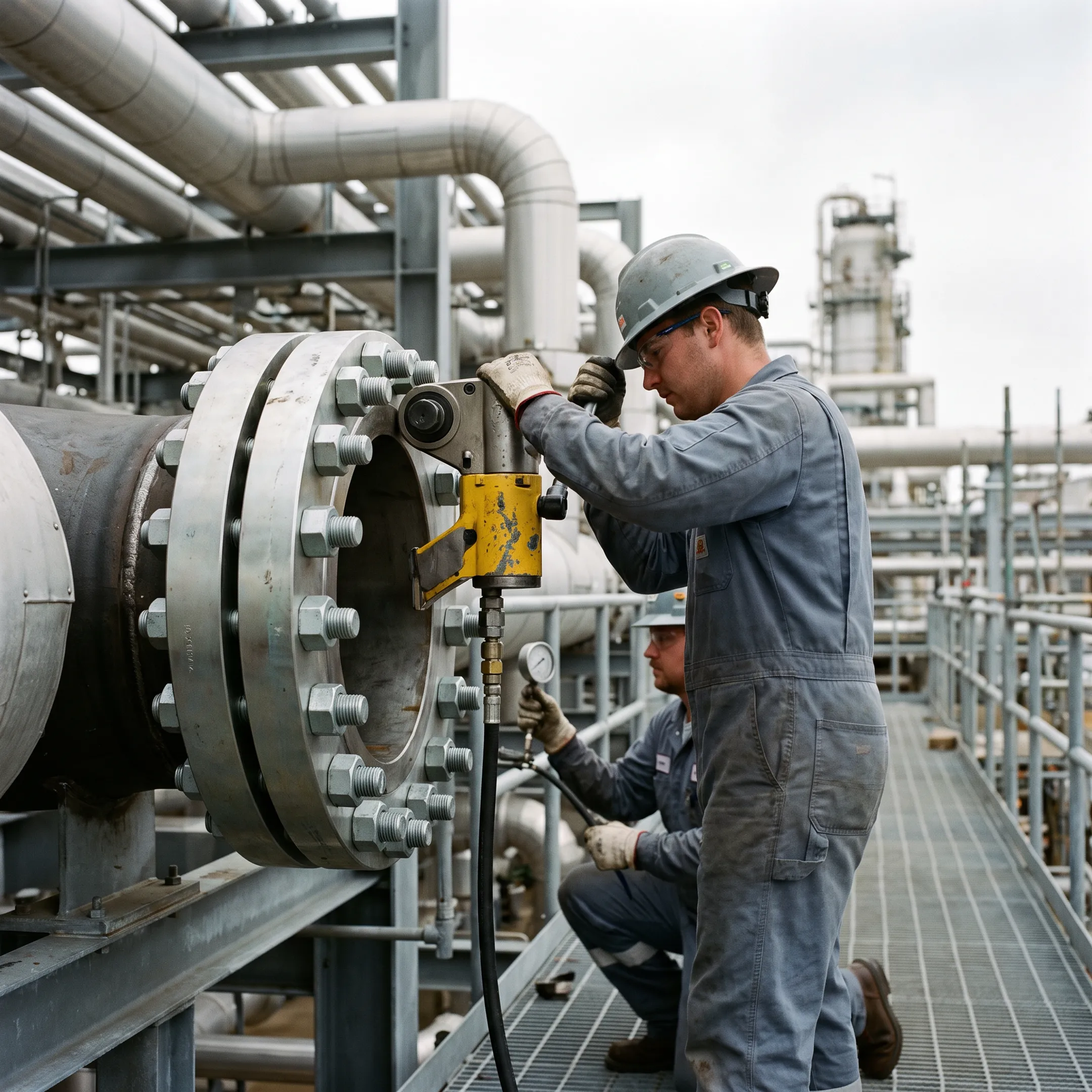 Refinery maintenance using industrial fasteners
