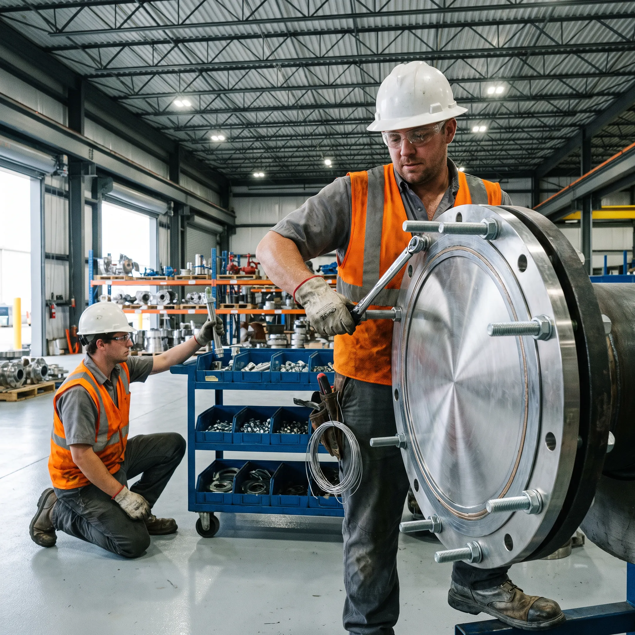 Industrial piping fabrication flange application