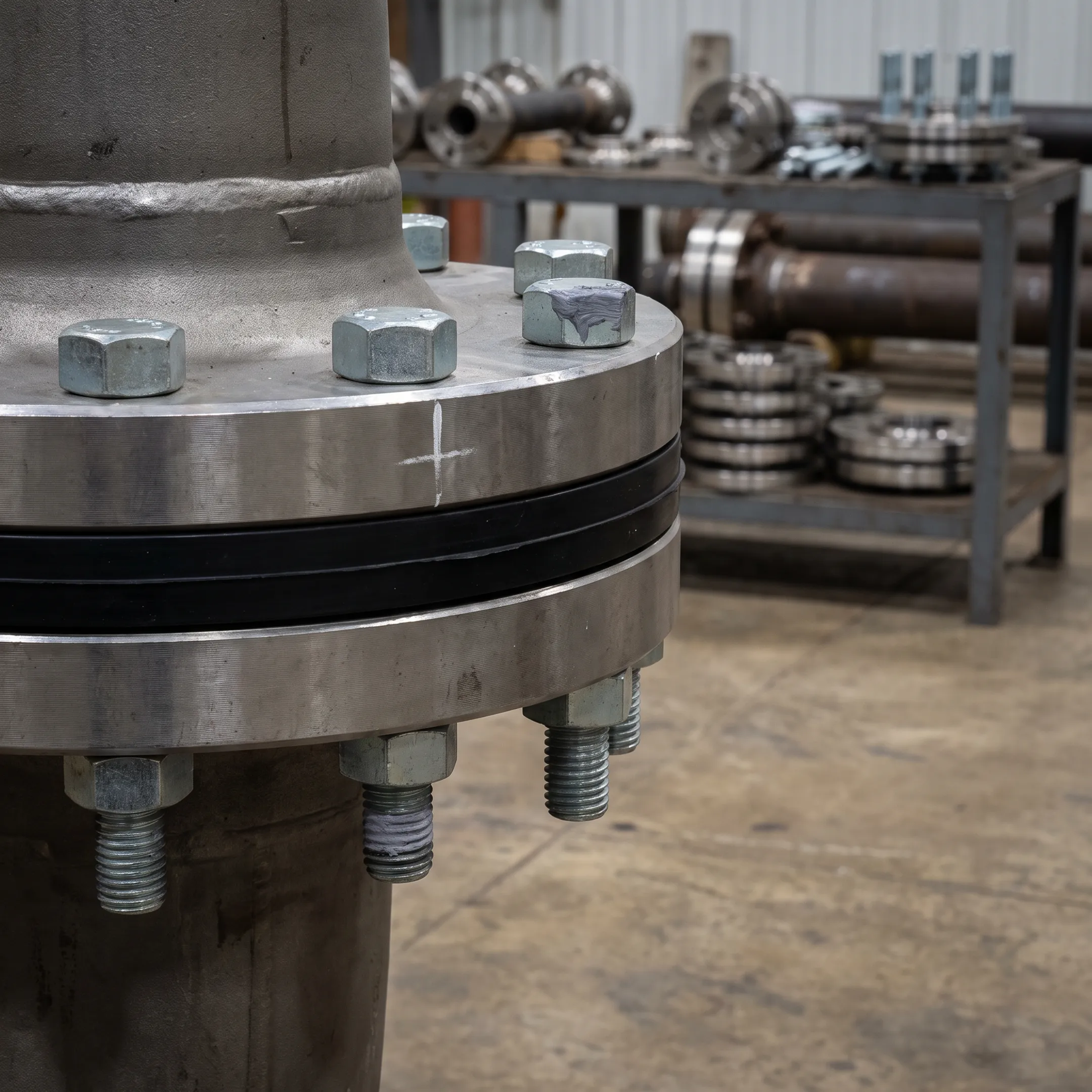 Oil and gas piping with rubber flange gasket