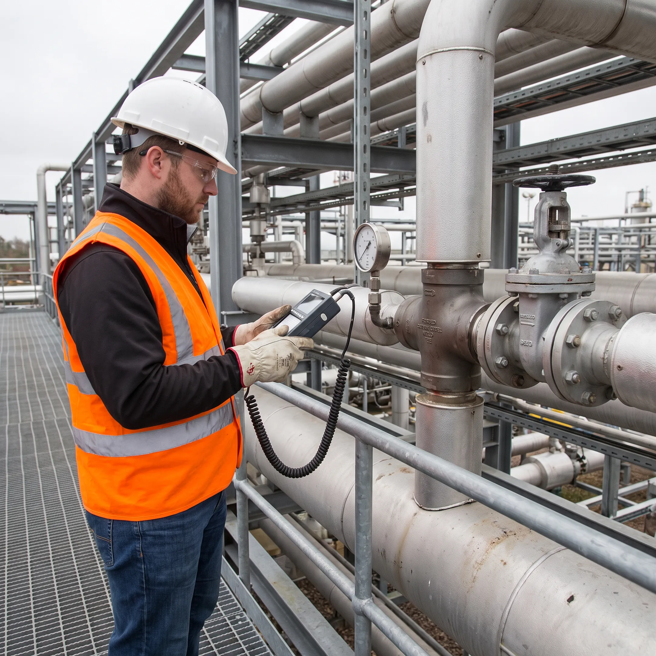 High-pressure industrial piping with forged tee fitting