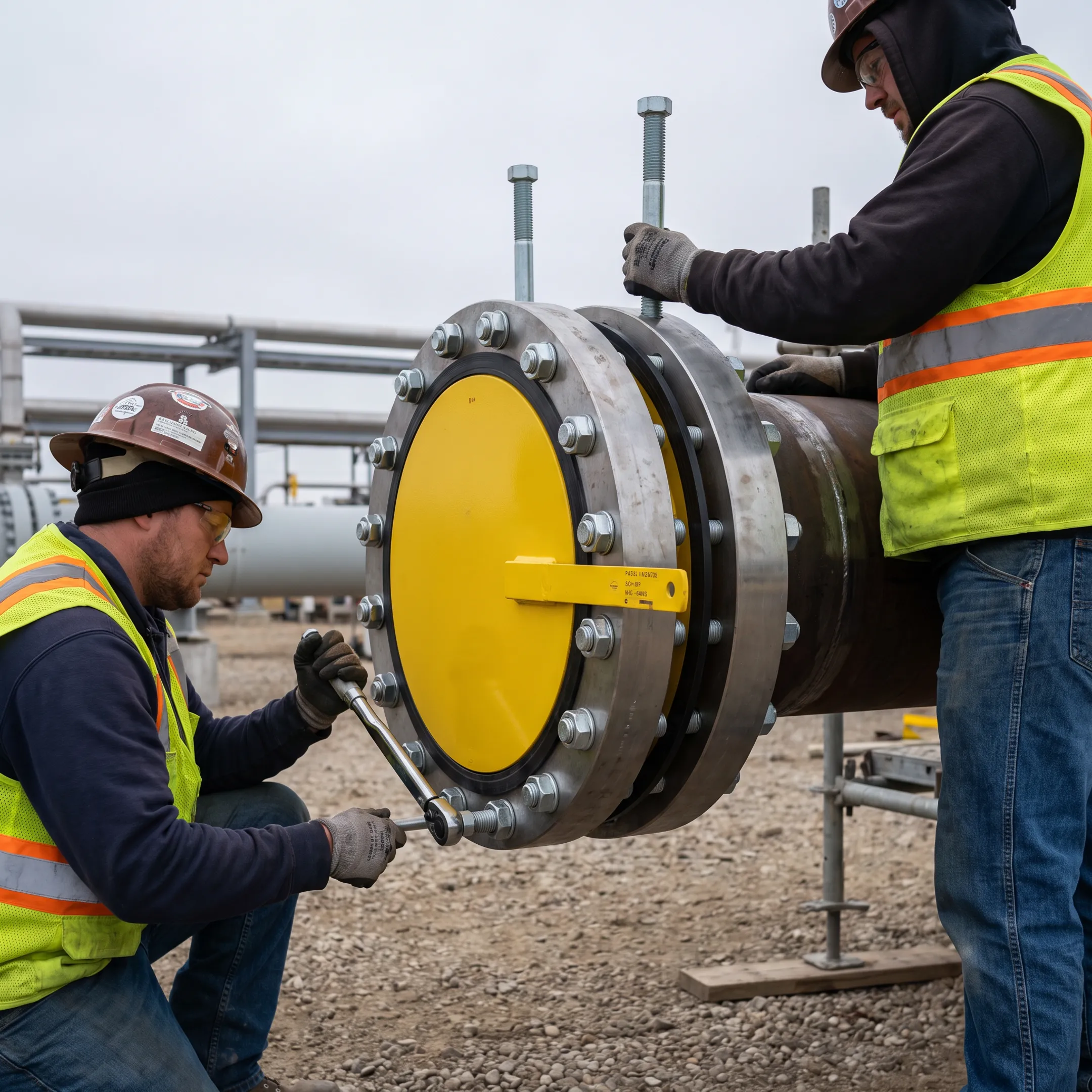 Paddle blinds in pipeline construction