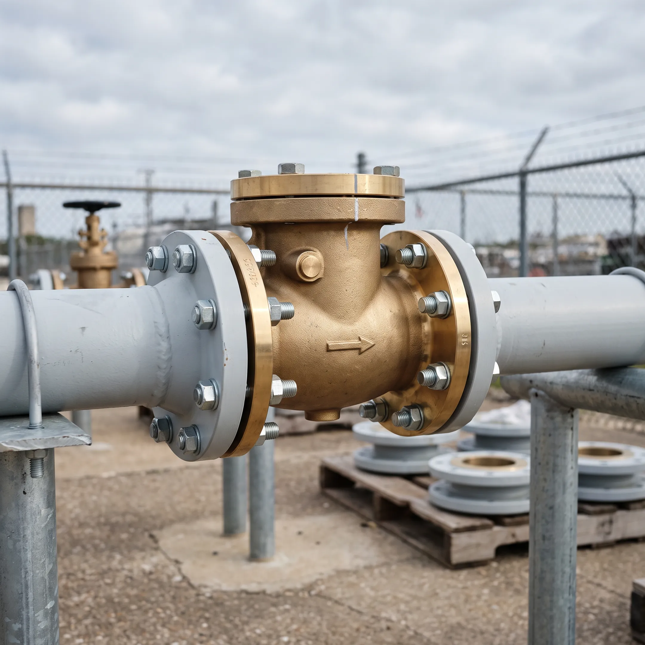 Oil and gas piping with brass swing check valve