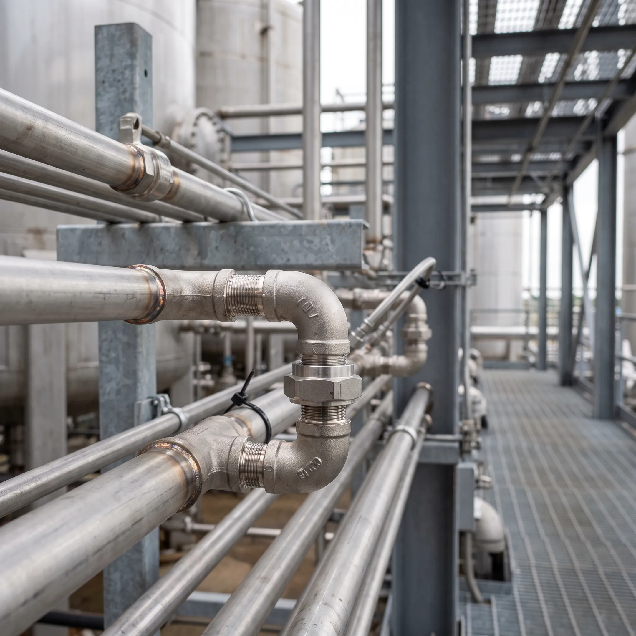 Process piping with stainless steel instrumentation fittings