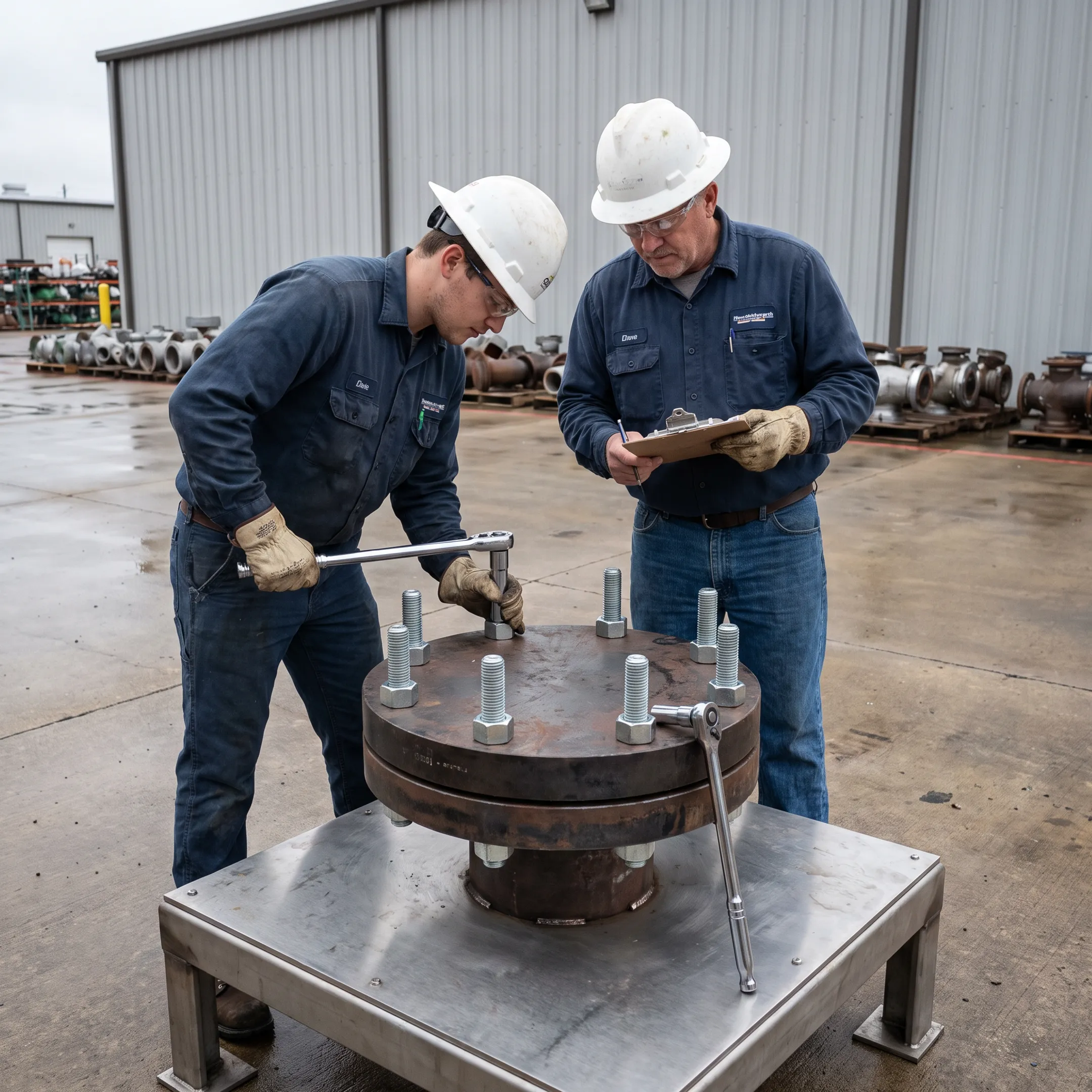 Industrial pressure testing equipment and flange