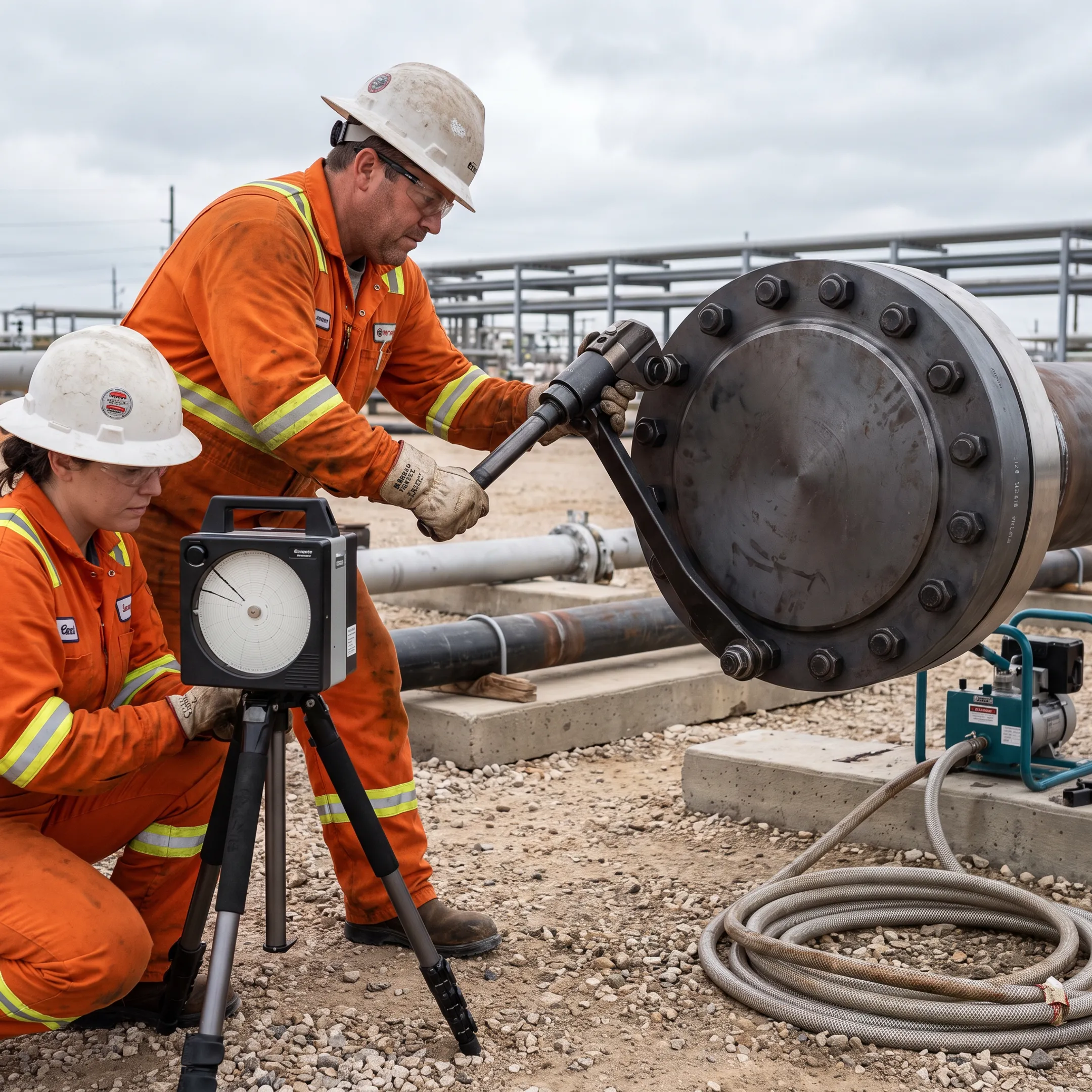 Pipeline hydrostatic testing with blind flange
