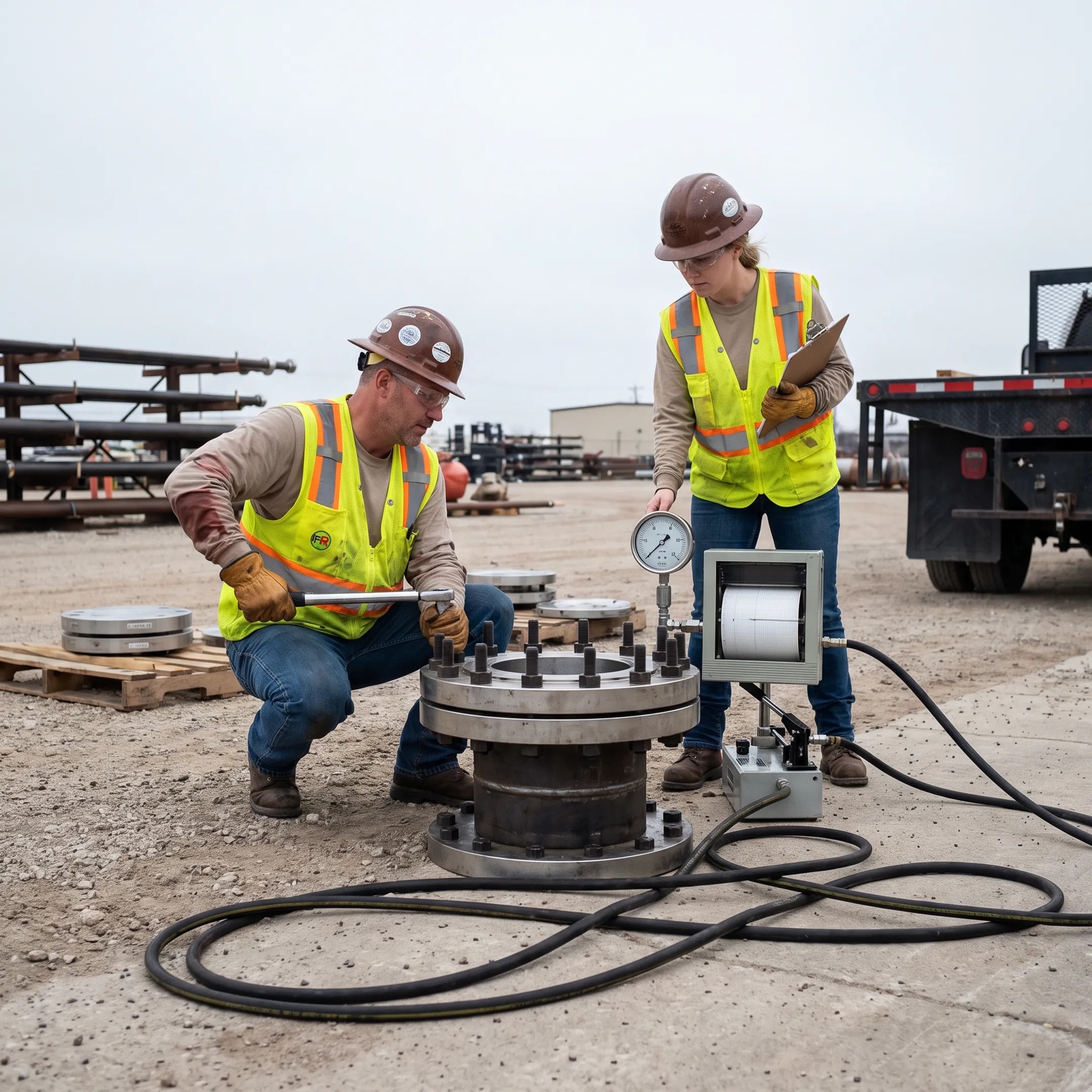 Hydrostatic testing with pipe flanges