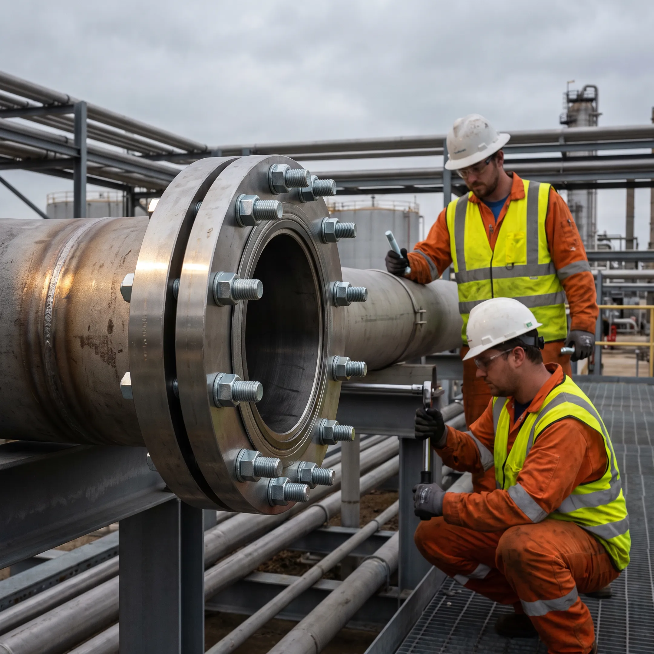 Petrochemical project using pipe flanges