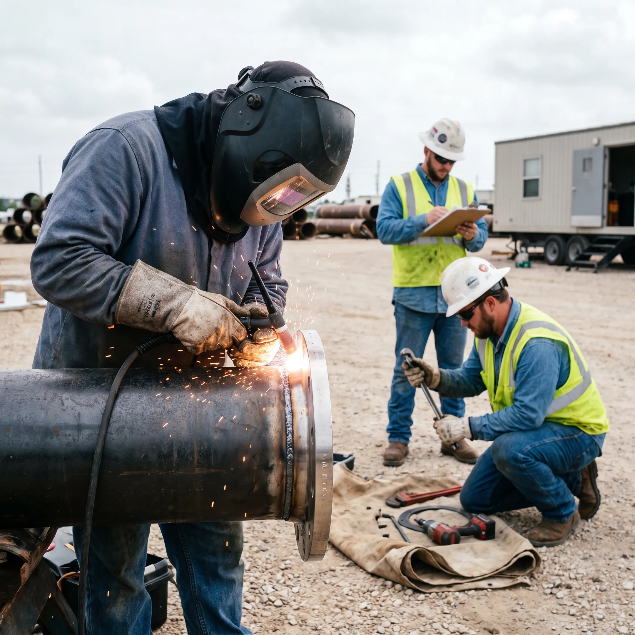 Construction and welding using RF slip-on flanges