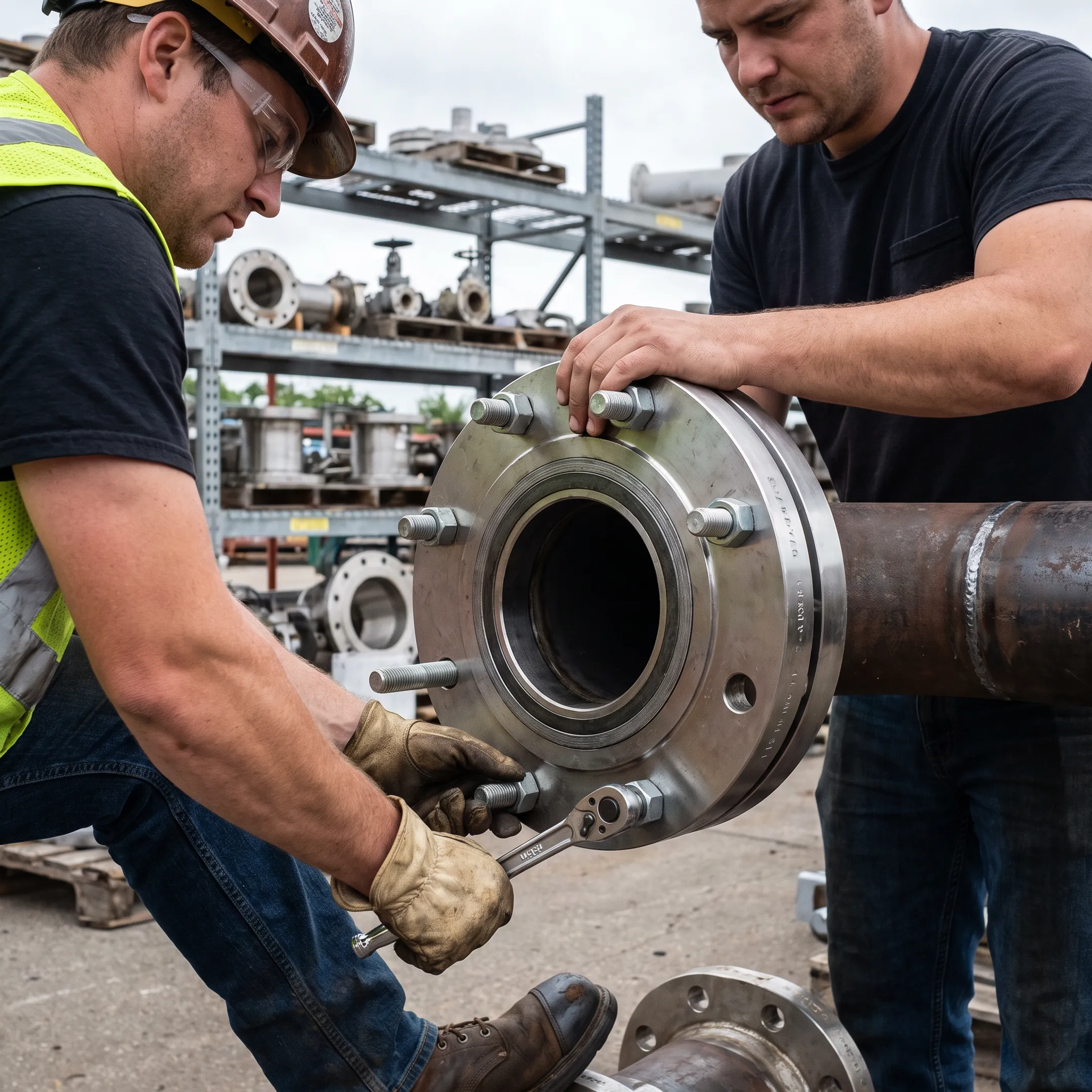 Industrial piping systems with RF slip-on flanges