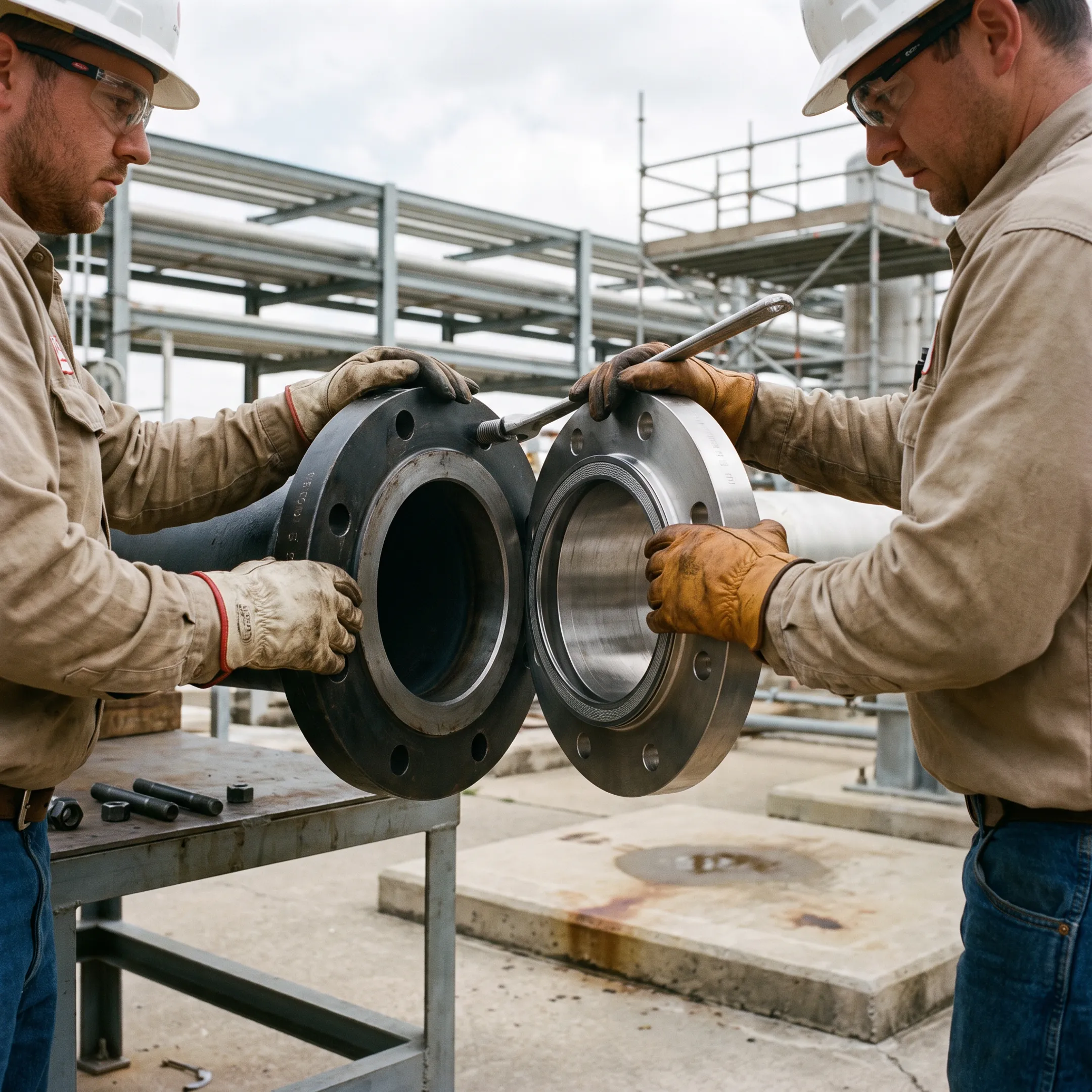 Industrial piping system flange installation