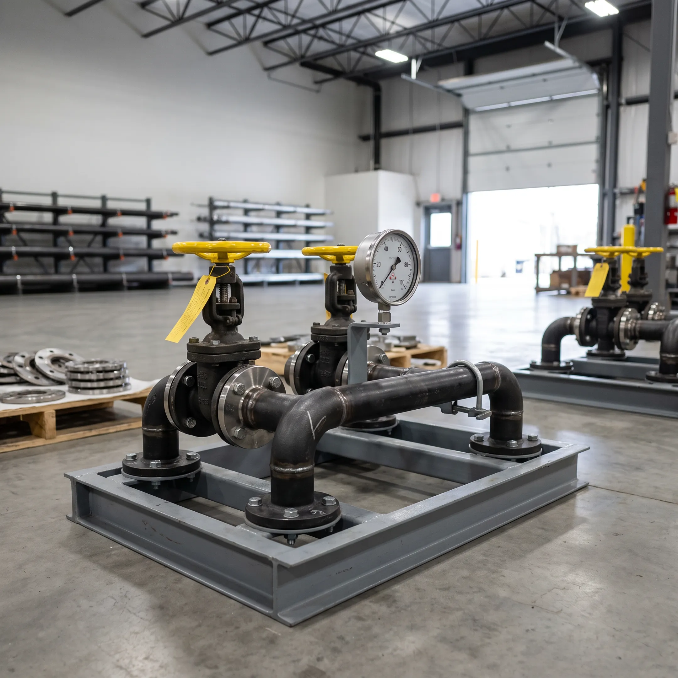 Carbon steel elbows on skid assemblies