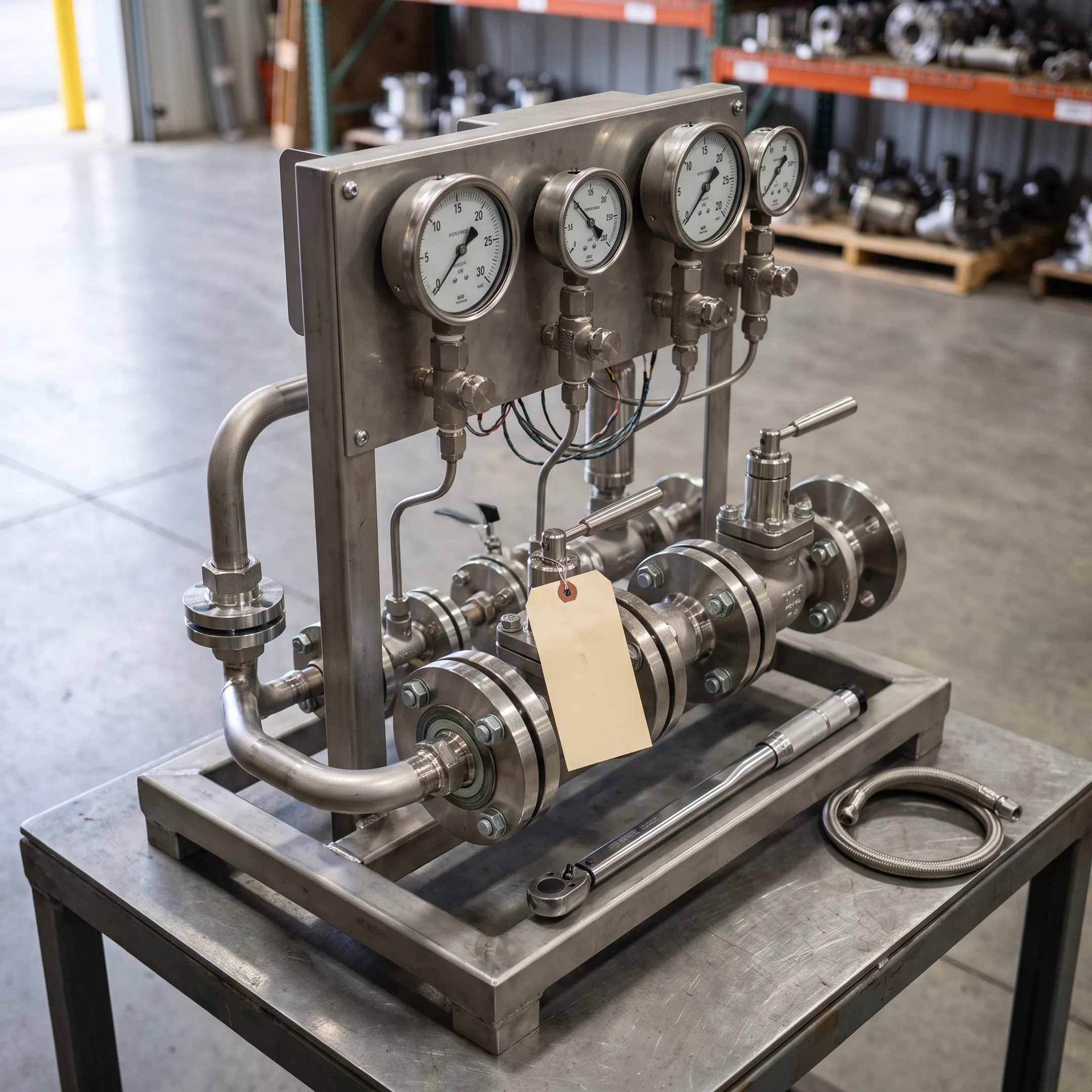 Stainless steel fittings on skid assemblies
