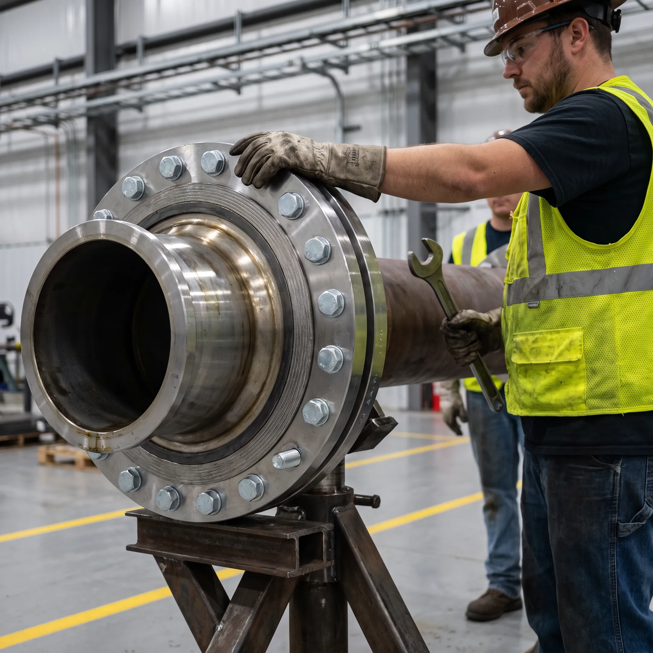 Lap joint flanges in industrial piping