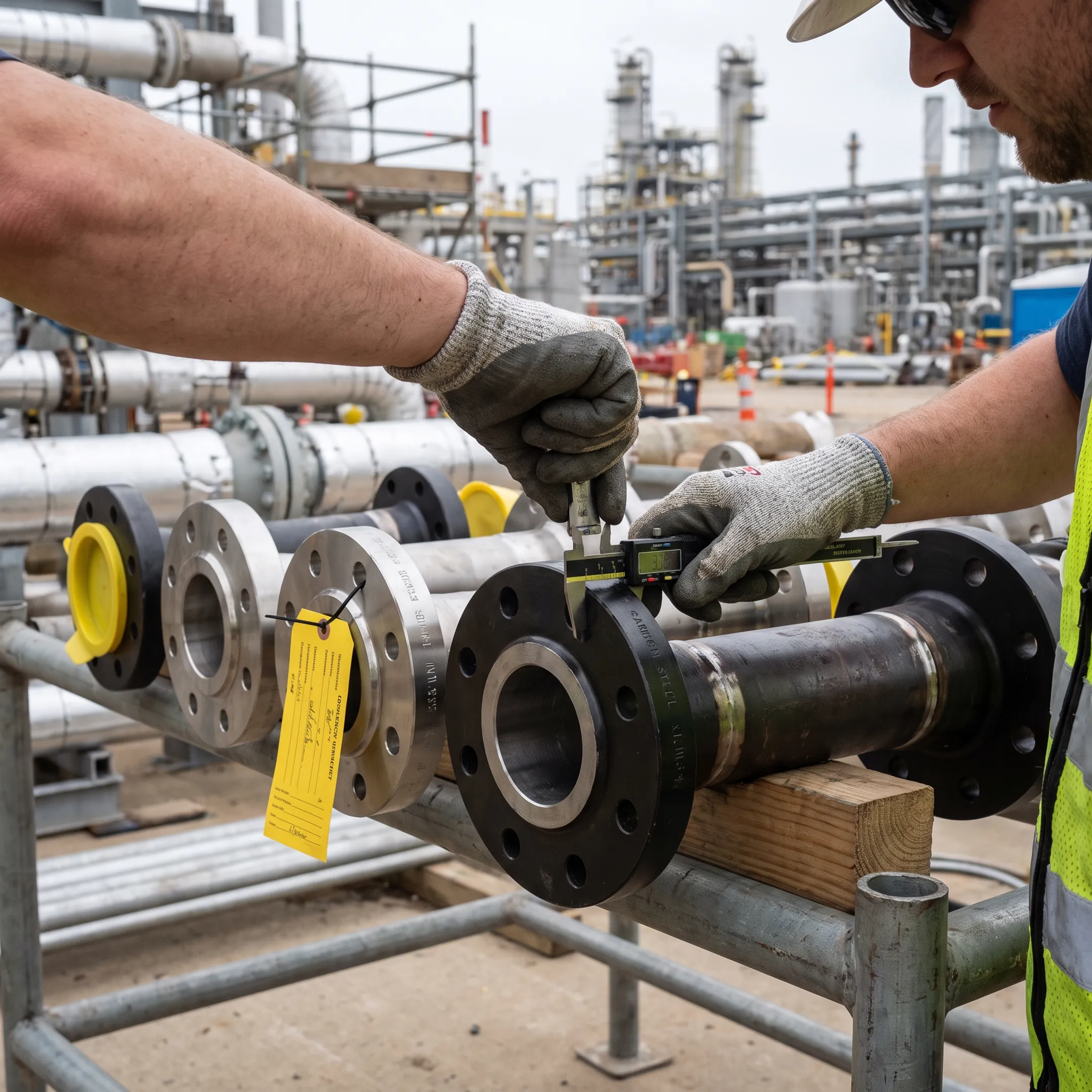 Petrochemical project piping with socket weld flanges