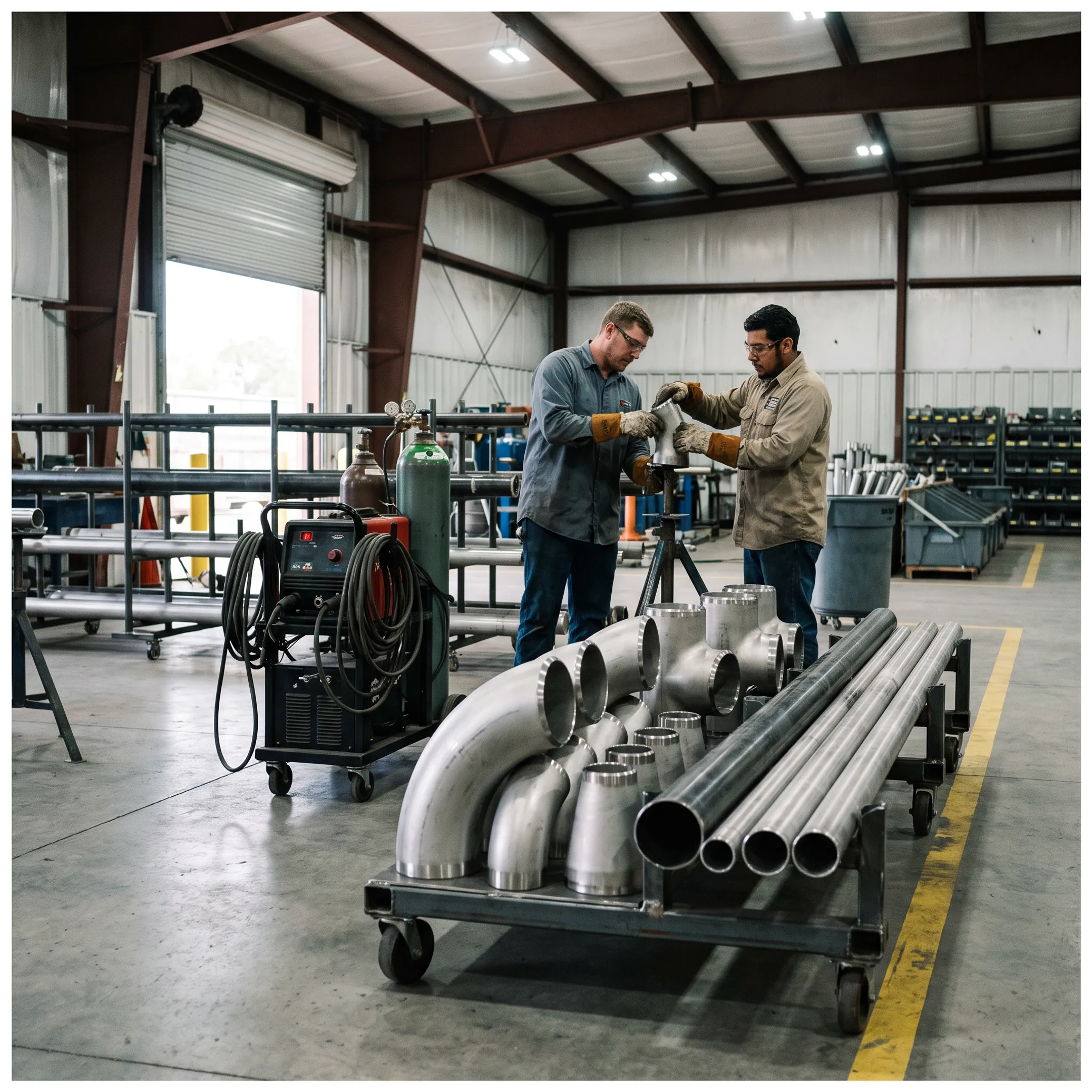 Industrial fabrication using stainless steel fittings