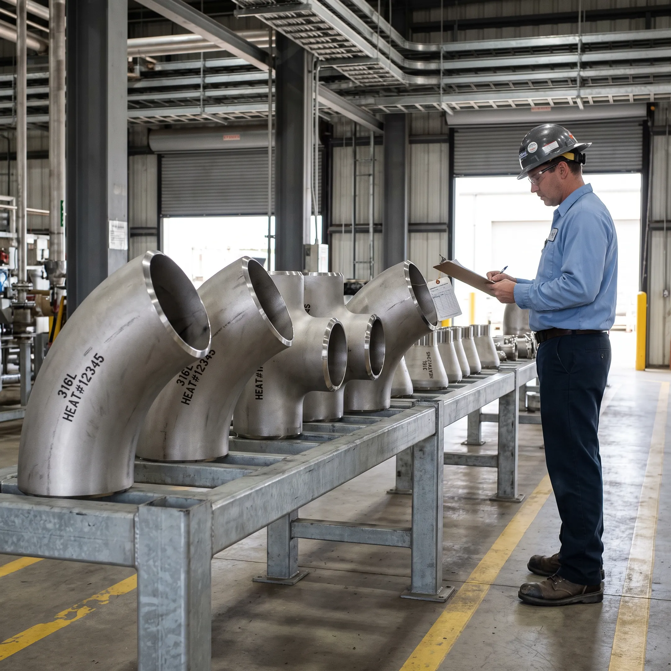 Petrochemical piping with stainless steel buttweld fittings