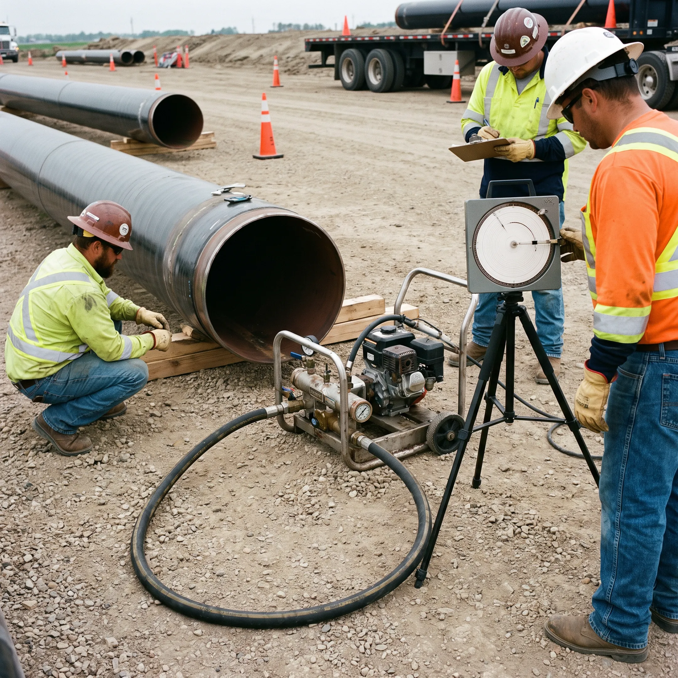 Pipeline construction pressure testing