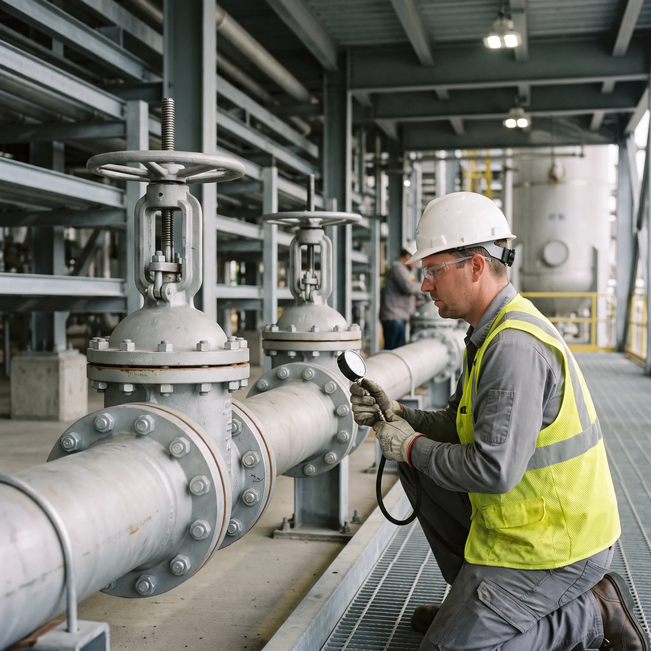 Gate valves in manufacturing piping