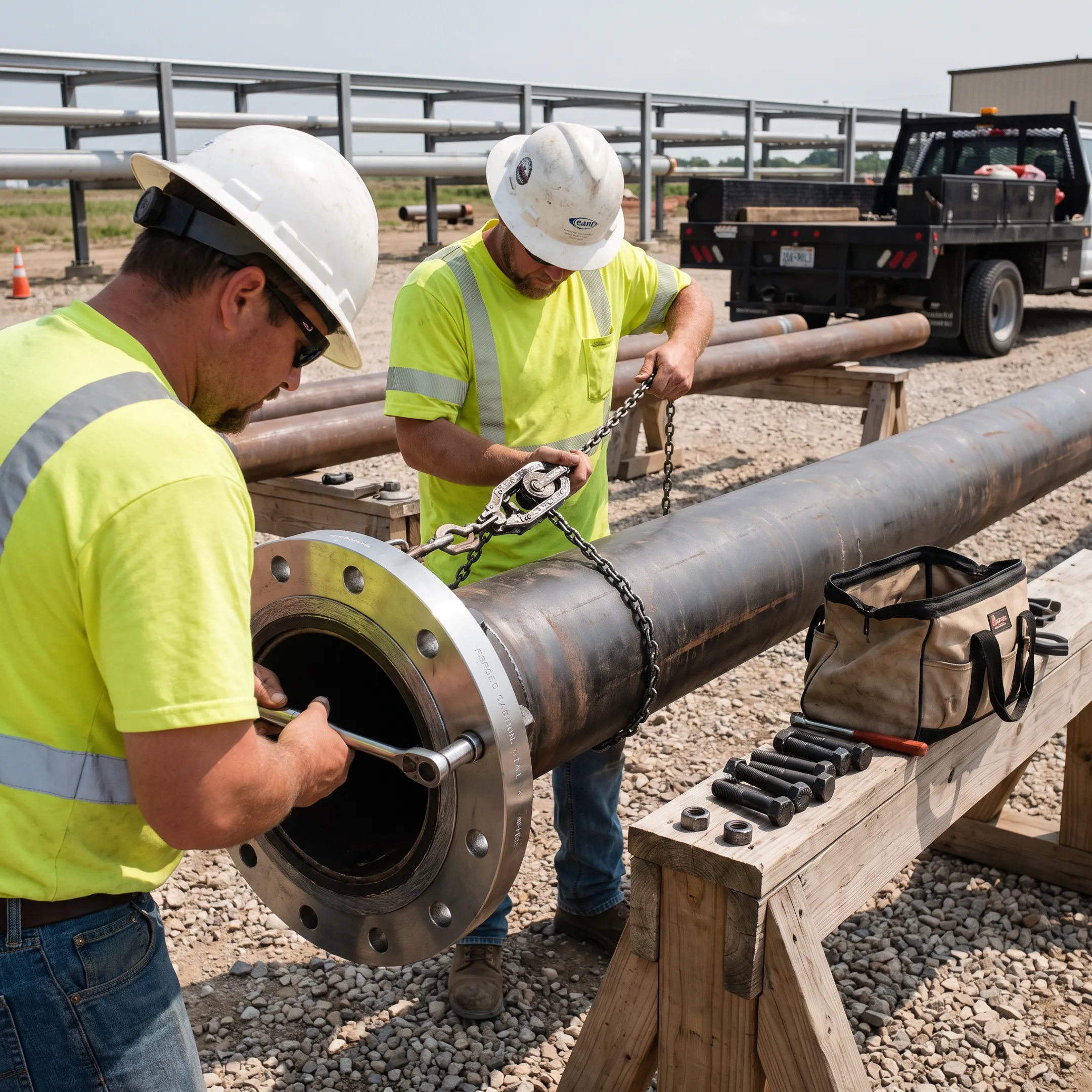 Pipeline flange installation
