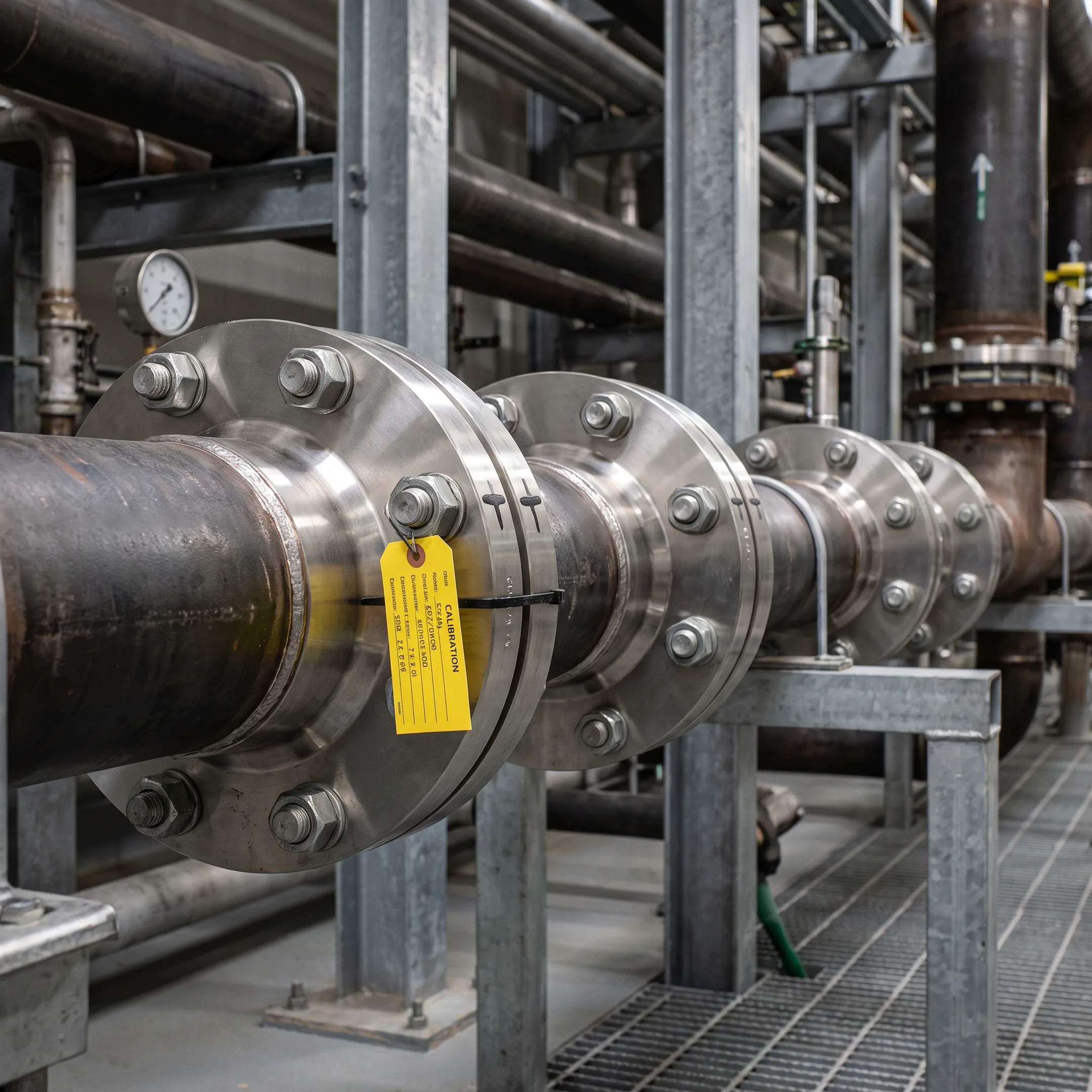 Industrial piping system with stainless steel flanges
