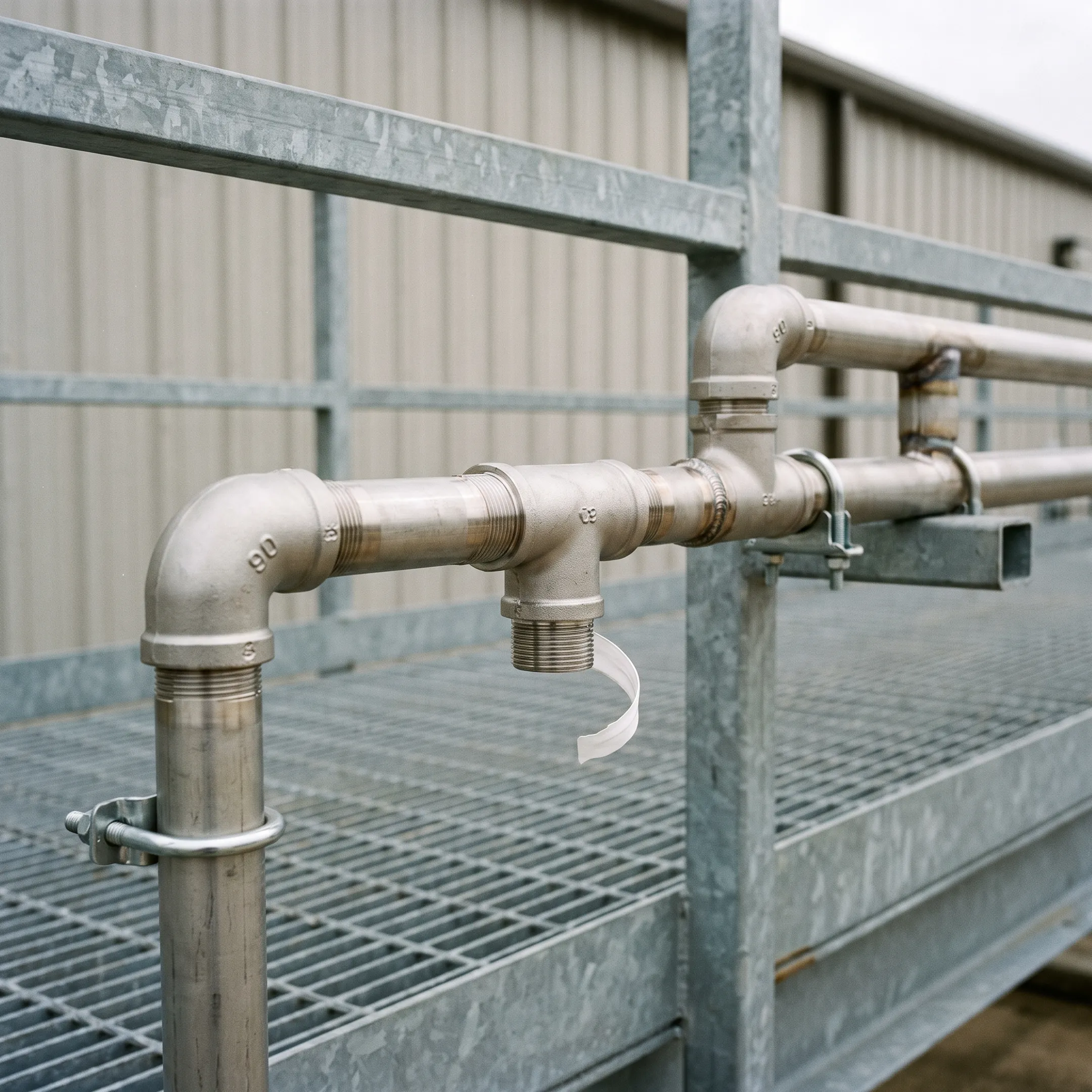 Process piping with stainless steel fittings