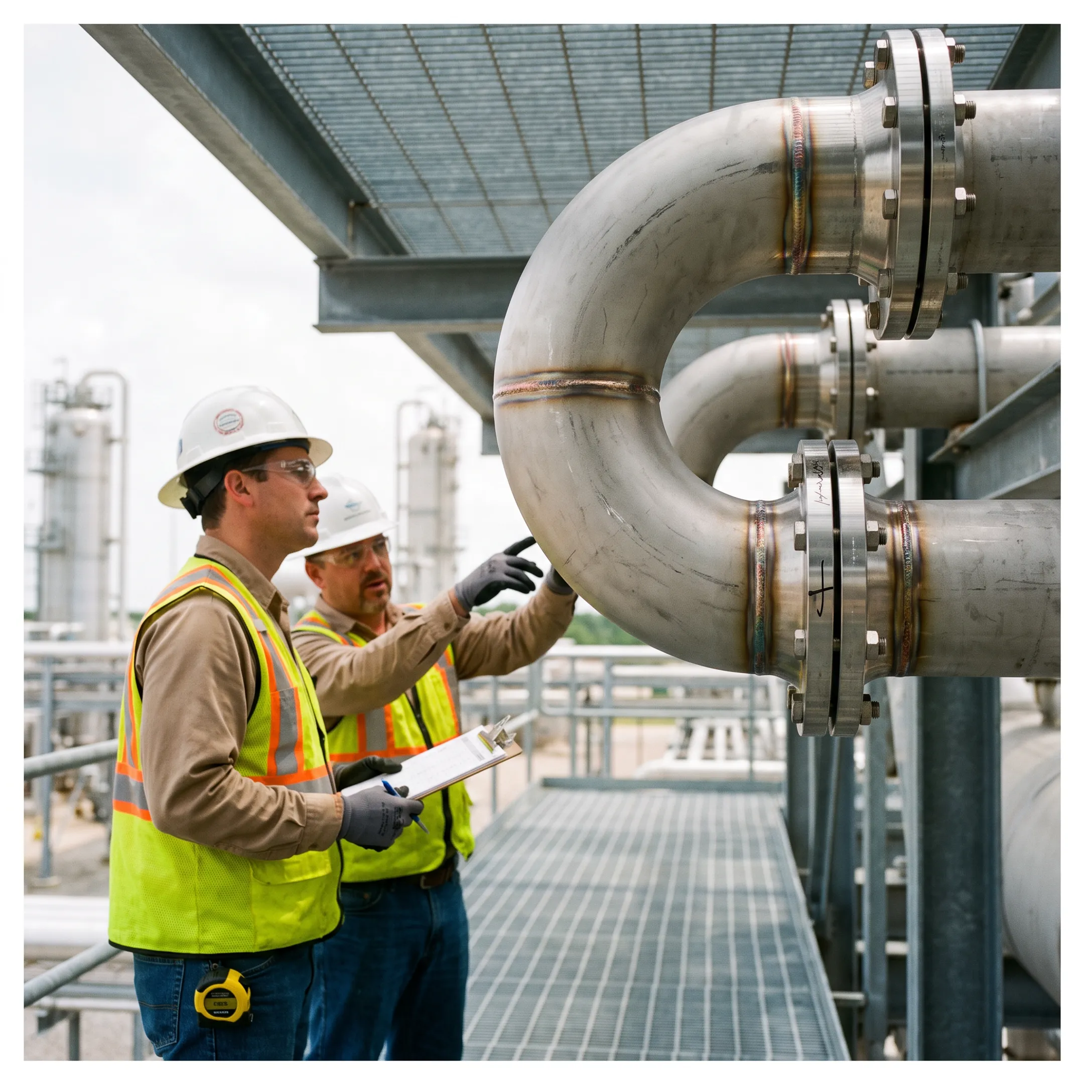 Petrochemical piping with stainless steel butt weld elbow
