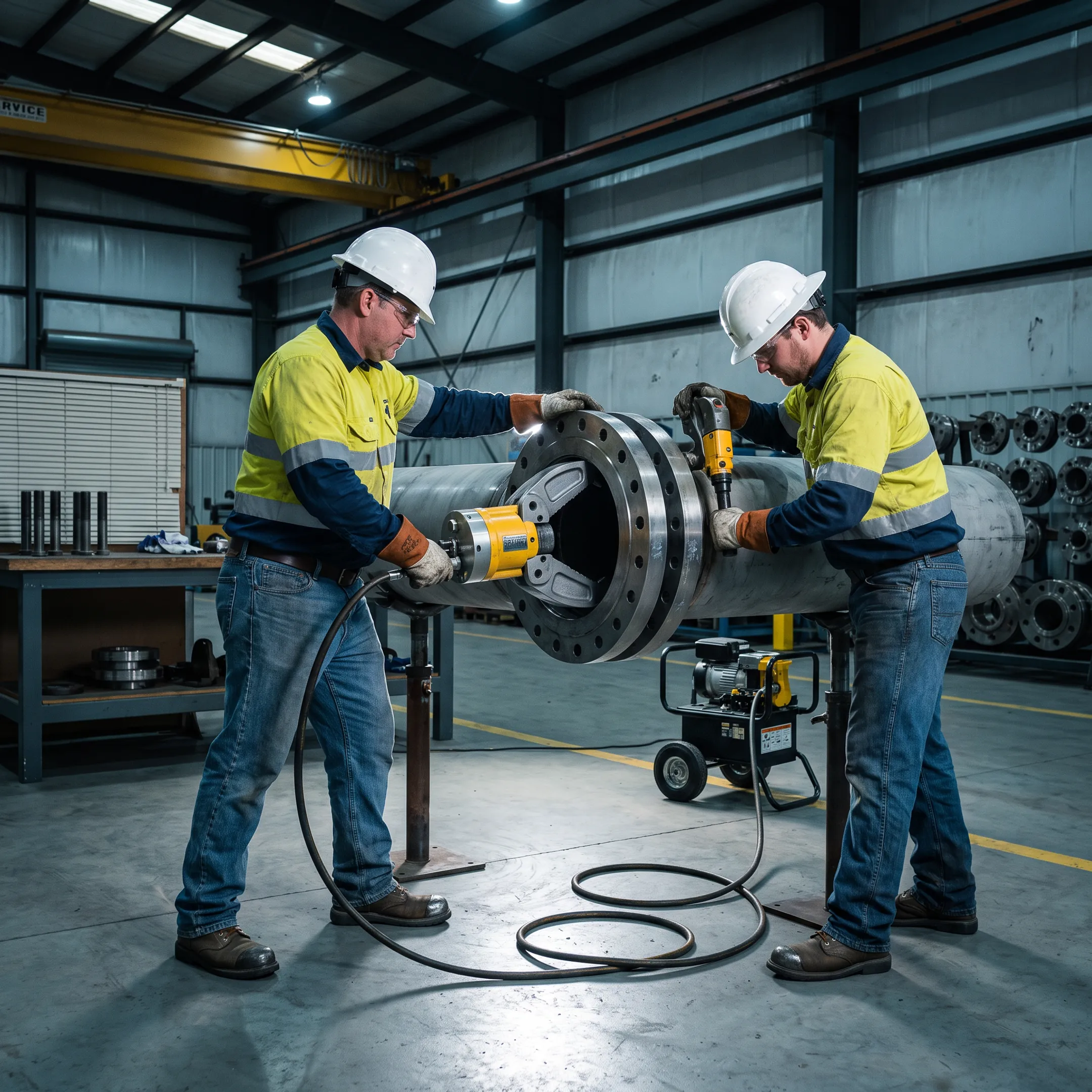 Industrial fabrication with hydraulic tooling