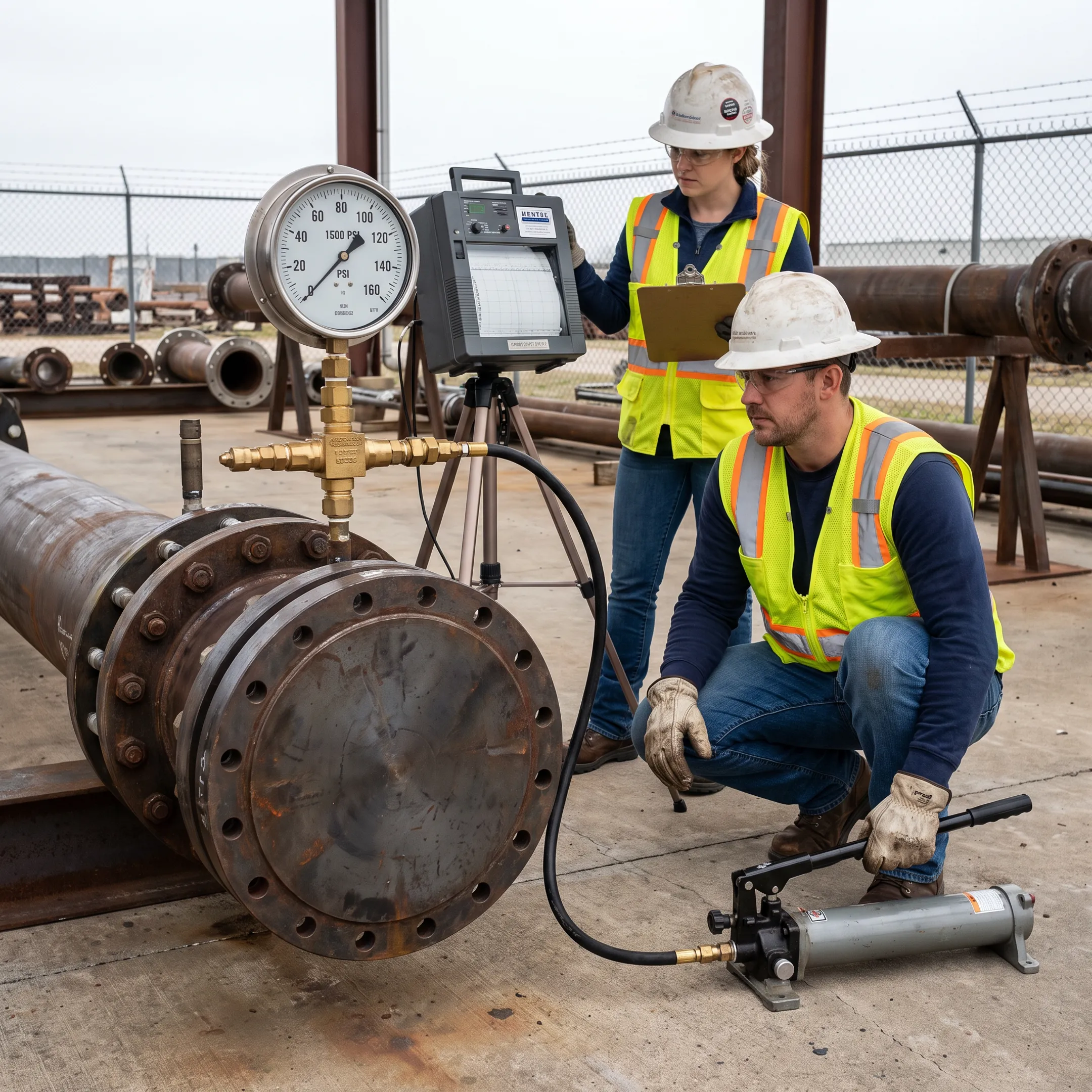 Hydrostatic testing with rental hydraulic tools