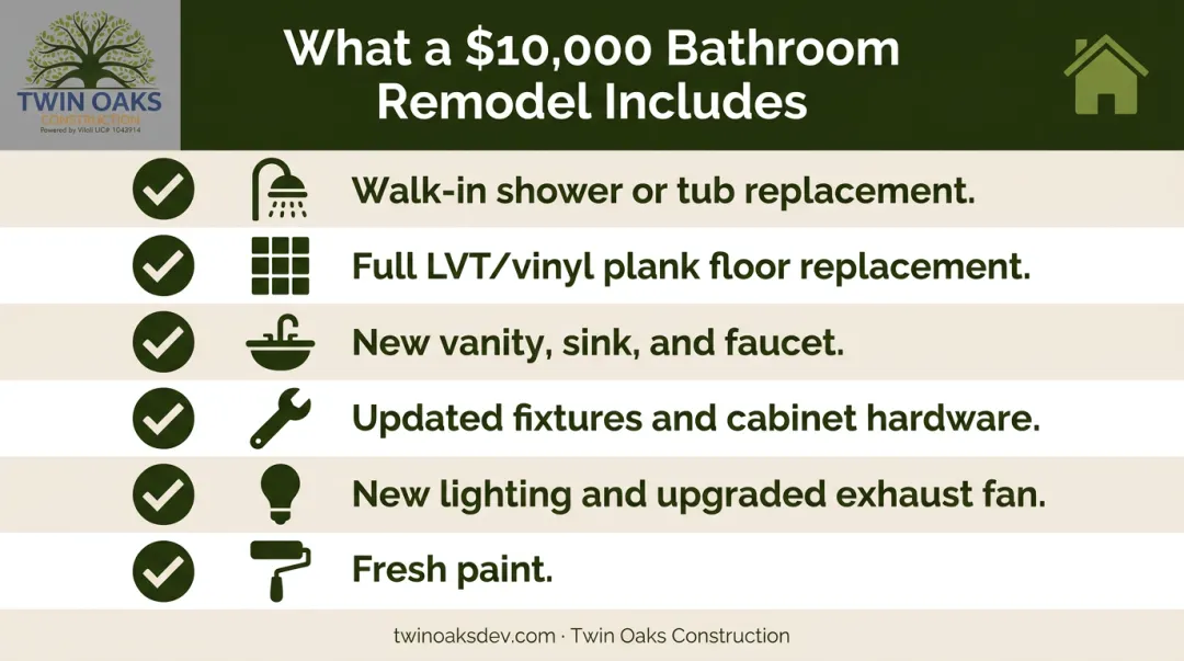 $10000 manufactured home bathroom remodel budget breakdown checklist infographic