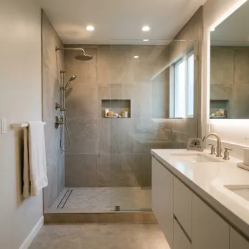 Modern remodeled bathroom in Encino home