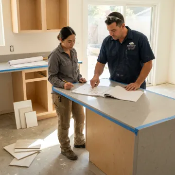 Residential remodeling contractor working in a home
