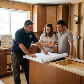 Home remodeling contractor in renovated kitchen