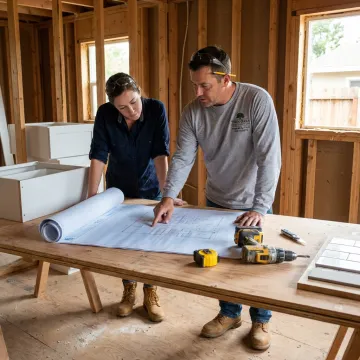 Contractor reviewing remodeling plans