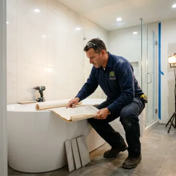 Contractor planning a Jacuzzi bath and shower remodel