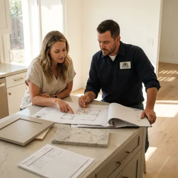 Kitchen remodel planning meeting