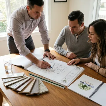 Designer reviewing residential floor plans