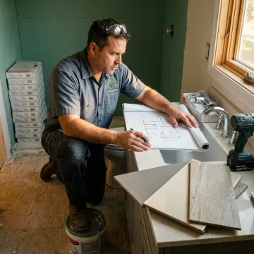 Bathroom remodel planning and tile installation