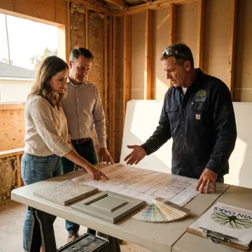 Contractor reviewing remodeling plans