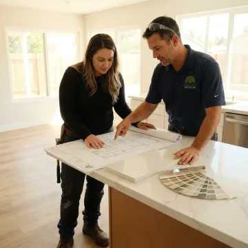 Contractor reviewing home remodeling plans