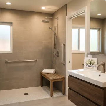 Accessible bathroom remodel with walk-in shower