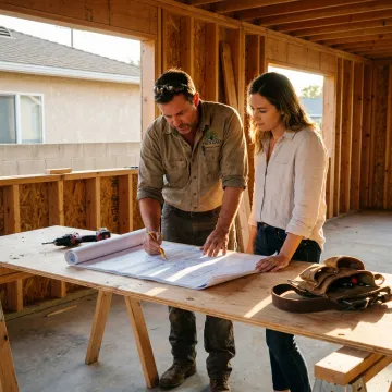 Contractor reviewing home addition plans