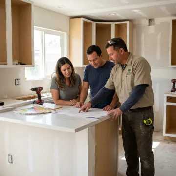 Home remodeling contractor discussing renovation plans