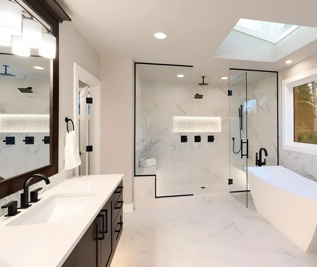Remodeling contractor reviewing kitchen plans with homeowner