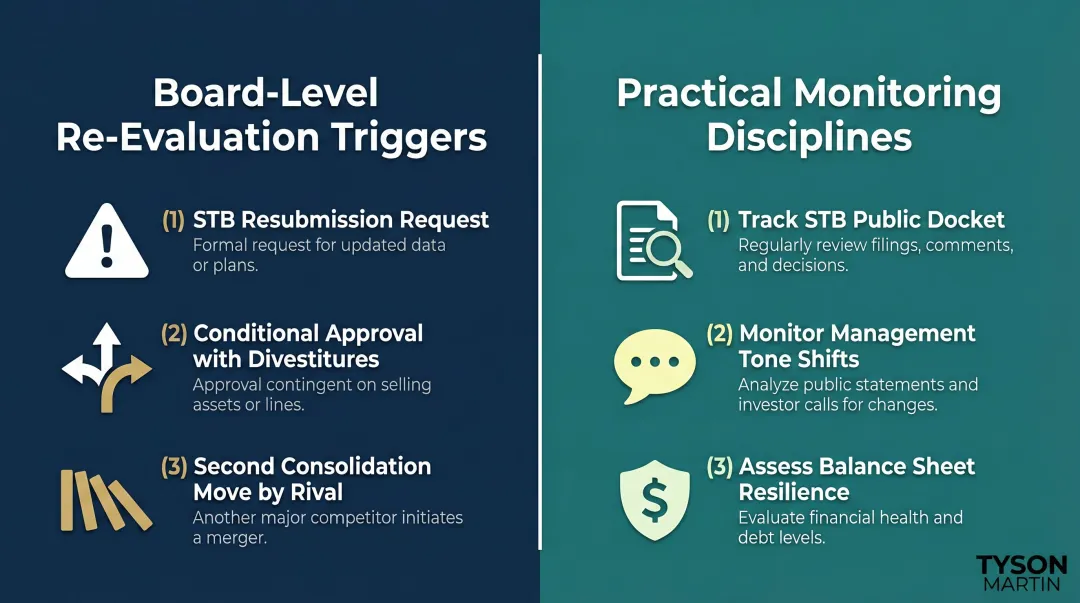 Three investor monitoring disciplines for tracking STB rail merger regulatory review