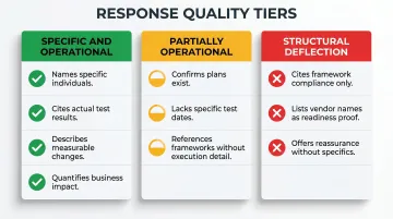Three CIO board response types from specific operational answers to structural deflection