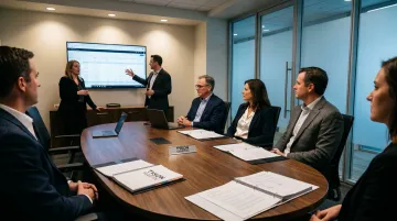 Board audit committee members reviewing cybersecurity risk briefing in governance meeting