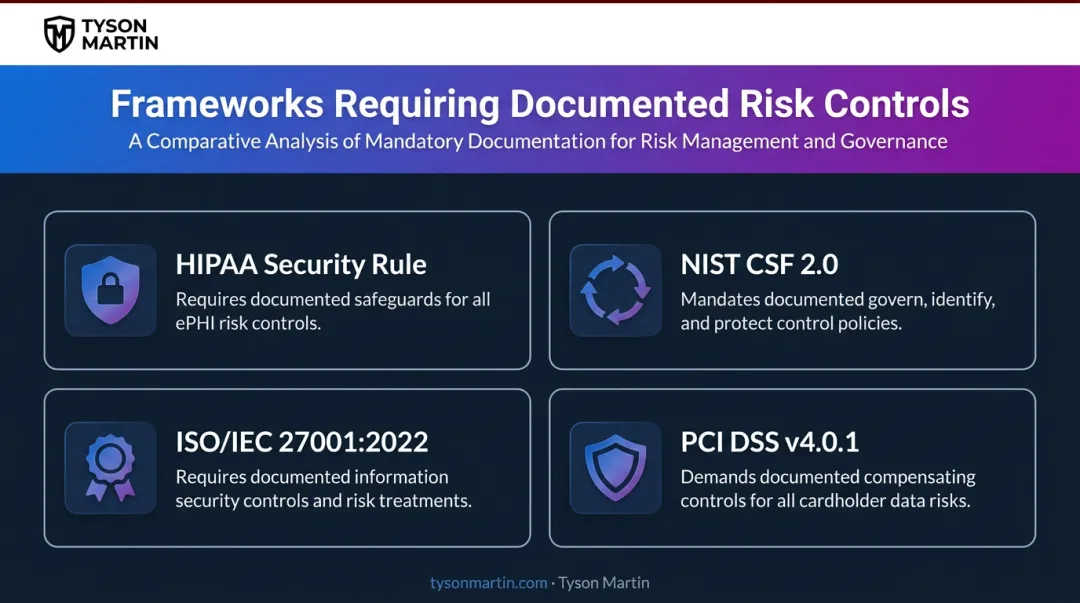 Four major security compliance frameworks control requirements comparison chart