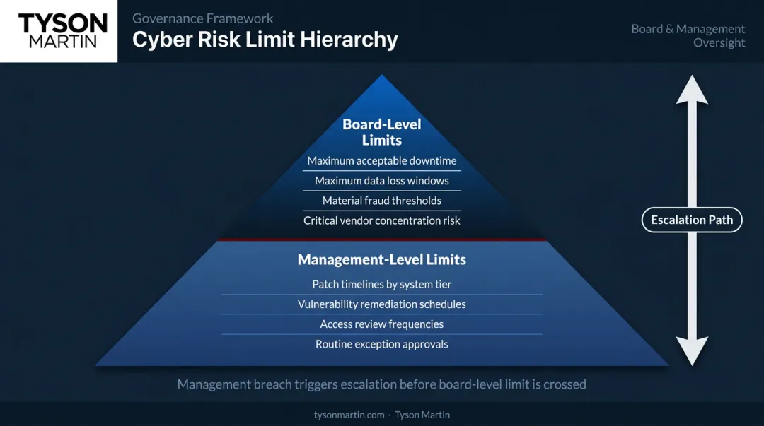 Board versus management cyber risk limit ownership hierarchy two-tier governance model