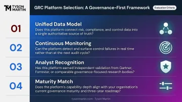 Four governance-first GRC evaluation criteria for board and executive platform selection