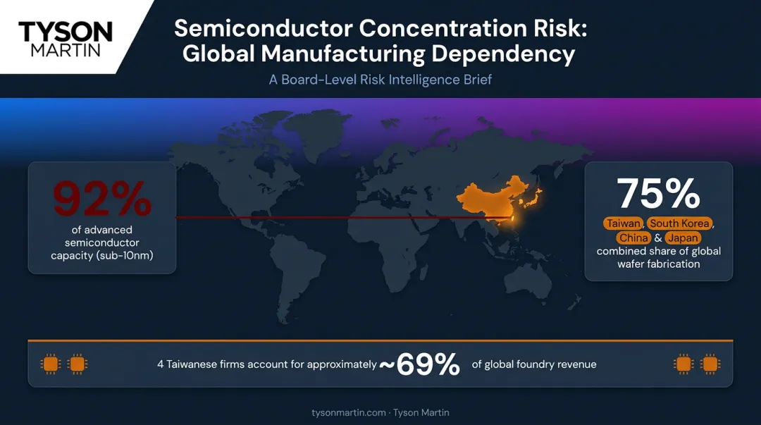 Global semiconductor manufacturing geographic concentration breakdown by region and country